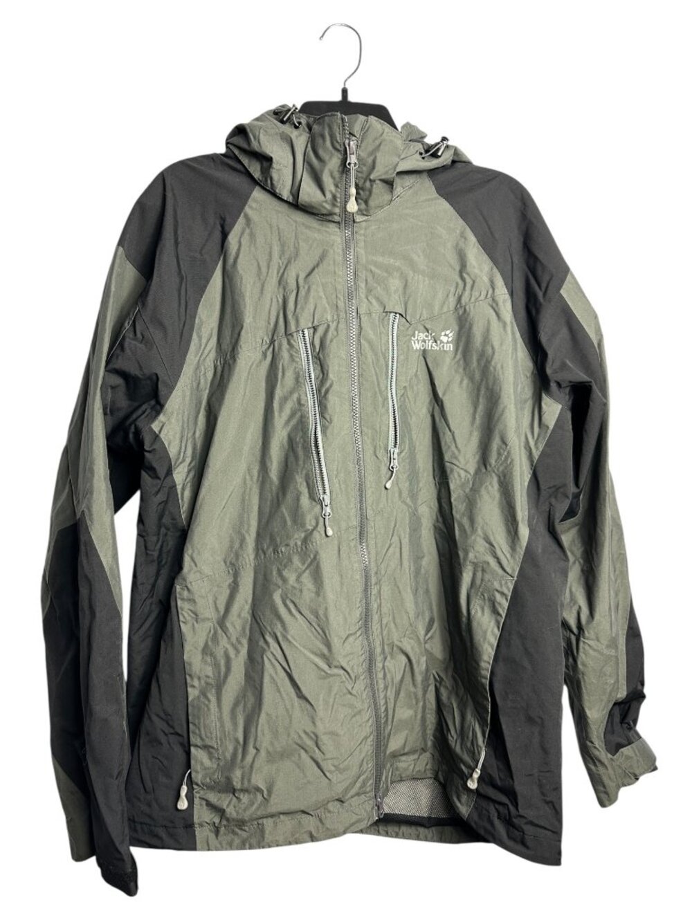Jack Wolfskin Texapore Air Waterproof Rain Jacket Men's XL Gray Black Hooded